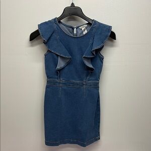 Habitual Blue Ruffled bodycon Mini Dress women’s size 10  (S-M ) NWOT